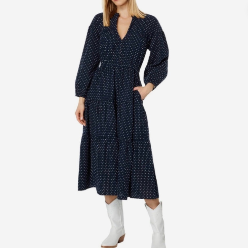 Madewell Mariette Tiered Dress Navy Size XL
